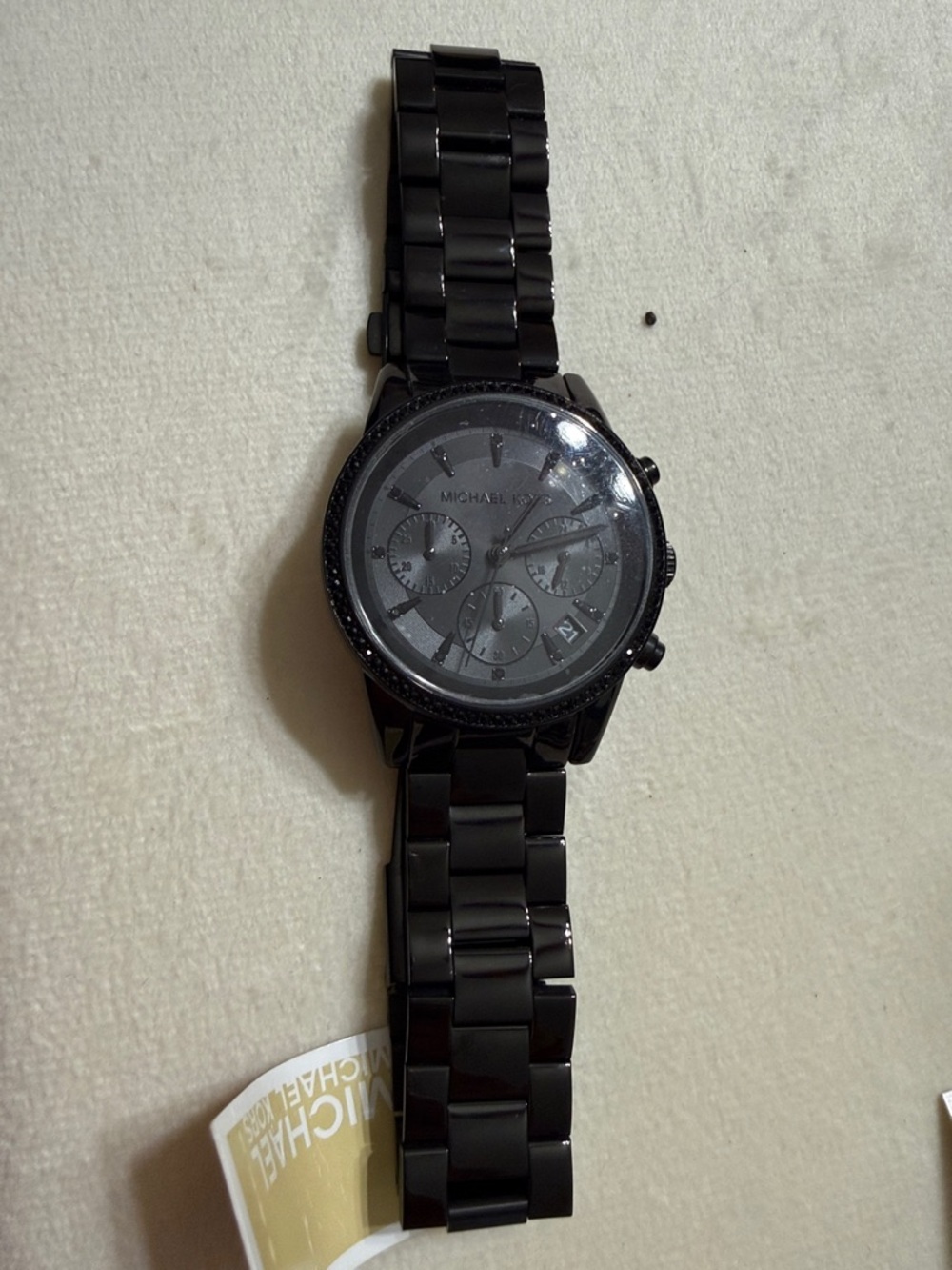 Michael Kors Black Crystal-Accent Chronograph Bracelet Watch - Picture 8 of 10